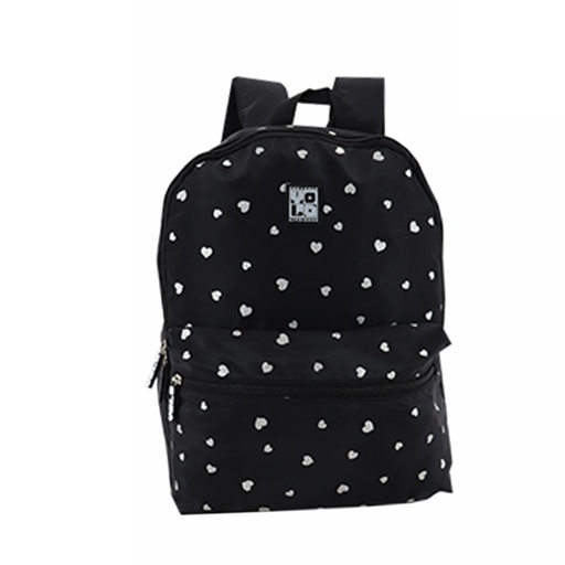 [42-53341] BOLSO JUVENIL NEGRA ESTAMPADO DE CORAZONES