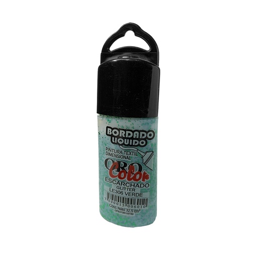 [LE-306] BORDADO LIQUIDO ESCARCHADO VERDE 32,5CM