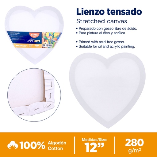 [CA-30H] LIENZO BLANCO - 30CM (CORAZON)