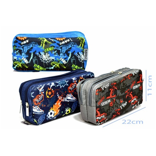 [STR-6003] CARTUCHERA DOBLE  22X6X10CM SURTIDOS NIÑOS