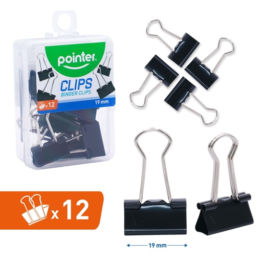 [BXDC-19MM-B] CLIP SUJETA PAPEL 19mm x 12 PZAS