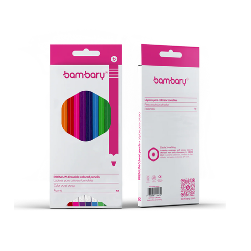 [205-1515/102] LAPICES DE COLORES BORRABLES REDONDOS x12PZAS