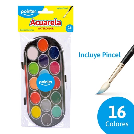 [WC-5010] SET DE ACUARELA x16COLORES CON PINCEL
