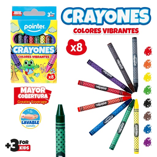 [CY-8-HQ] CRAYONES PEQUEÑOS x8 COLORES