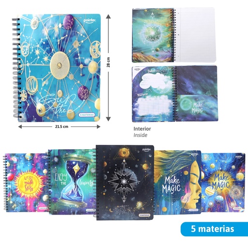 [ESP-03-5M] LIBRETA ESPIRAL MAKE MAGIC - 5 MATERIAS x165 HOJAS
