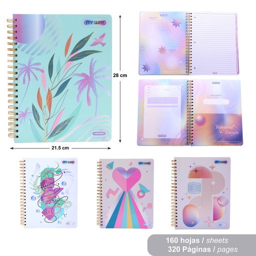 [MW-ESP-01-5M] LIBRETA ESPIRAL - 5 MATERIAS x160 HOJAS