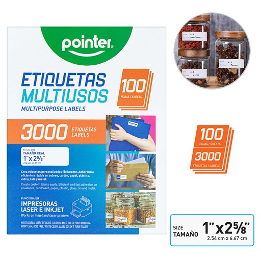 [WPL-1X258] ETIQUETAS MULTIUSOS x30PZAS - 2.54 x 6.67CM