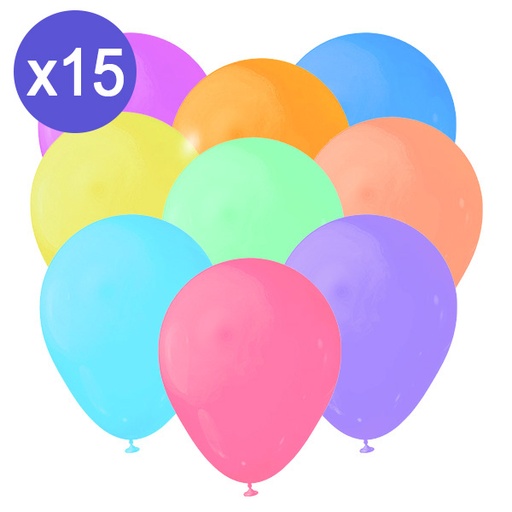[CA-G15-PSUR] GLOBOS DE 12" TONOS PASTEL x15PZS SURTIDOS
