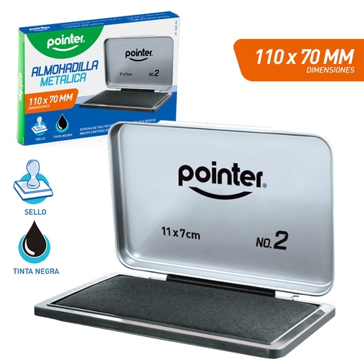 [SP-2000-BK] ALMOHADILLA PARA SELLO METALICA 11 X 7CM TINTA NEGRA