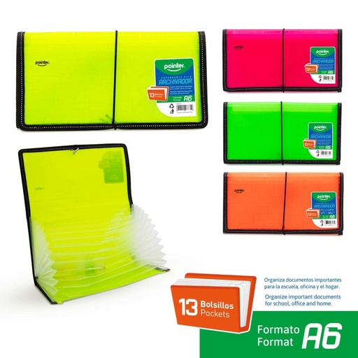 [FL2-01] ARCHIVADOR EXPANDIBLE 13 BOLSILLOS - A6 21,6x13,97CM