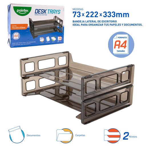 [PN-8203] BANDEJA PLASTICA DE ESCRITORIO - 2 NIVELES