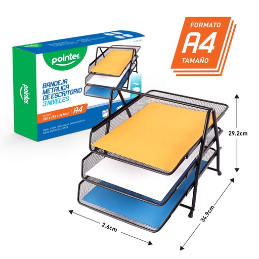 [HY-WJL-3-BK] BANDEJA DE ESCRITORIO 3 NIVELES (NEGRO)