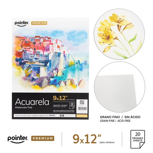 [DBWA-300-912-P] BLOCk ACUARELA 9 x 12" x 20 HOJAS