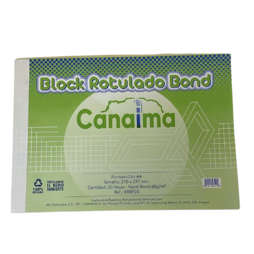 [BRBP20] BLOCK ROTULADO BOND DIN A4 CANAIMA