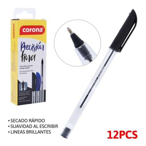 [BP-12-BLACK] BOLIGRAFO PRESICION FINA (NEGRO) X12