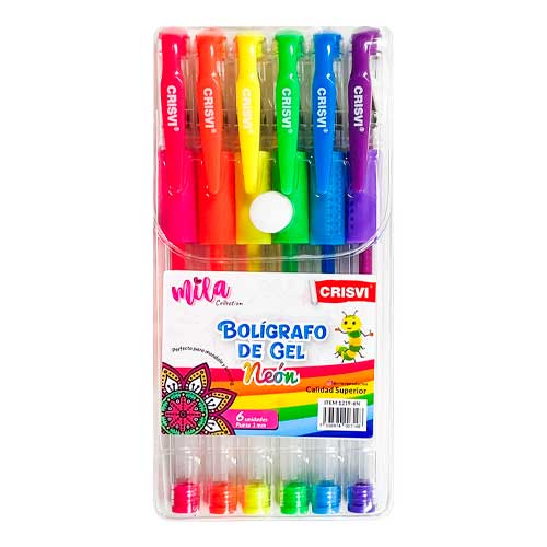 [1219-6N] BOLIGRAFO DE GEL NEON X6