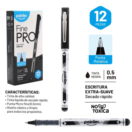 [E565-60] BOLIGRAFO FINE PRO 05MM (NEGRO)X1