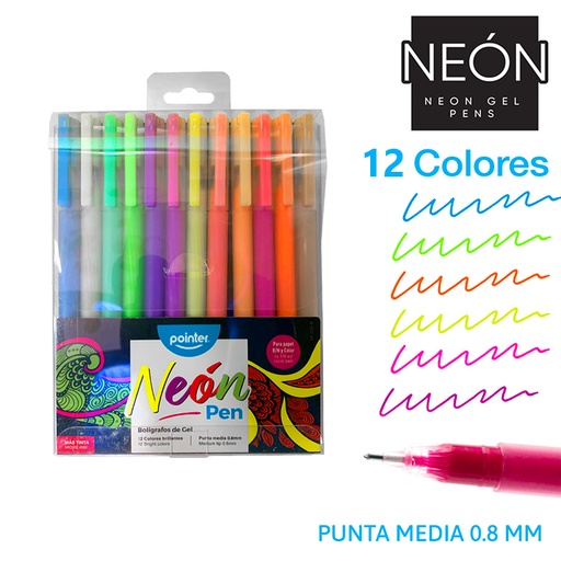 [GP-2212-N6] BOLIGRAFOS DE GEL NEON x12PZAS
