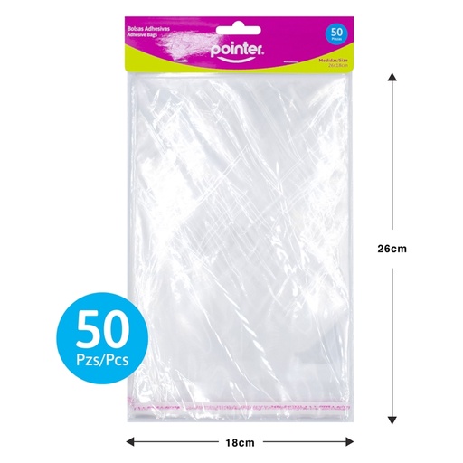 [OB-2618] BOLSAS DE CELOFAN ADHESIVAS 26X18CM