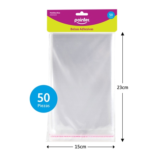 [OB-2315] BOLSAS DE CELOFAN ADHESIVAS 23X15CM