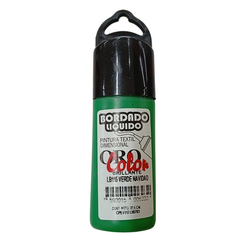 [LB-115] BORDADO LIQUIDO ESCARCHADO VERDE NAVIDAD 32.5CM