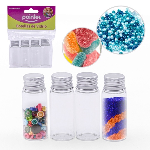 [ANC-1969] BOTELLAS DE VIDRIO PEQUEÑAS x4PZAS