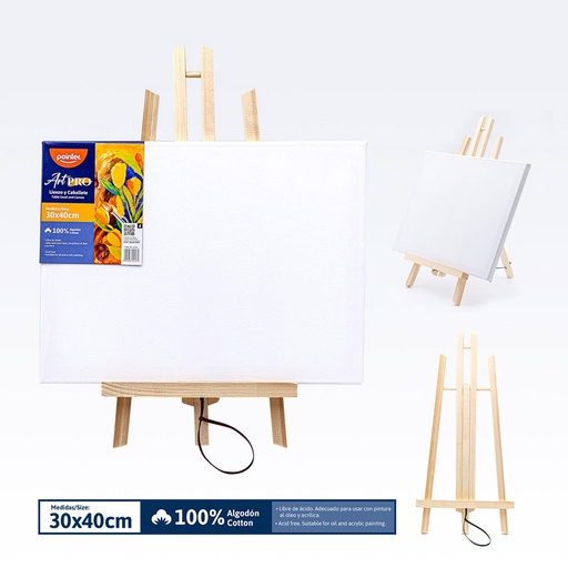 [E-534] LIENZO BLANCO CON CABALLETE 30x40CM