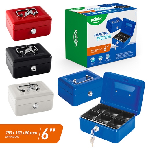 [YFC-15-P] CAJA METALICA DE SEGURIDAD PARA EFECTIVO - 6" / 15x12x8Cm