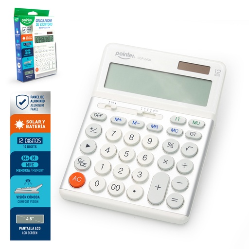 [CLP-2400] CALCULADORA DE ESCRITORIO - 12 DIGITOS (PANEL DE ALUMINIO)