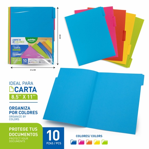 [FL2-23189-C] CARPETA MANILA X10 CARTA (5COLORES)