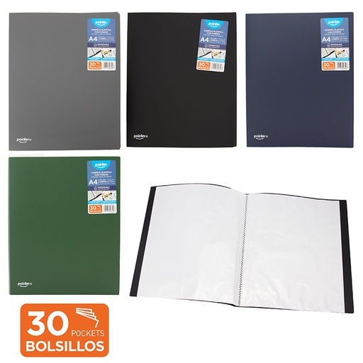 [FL1-34-2-30] CARPETA PLASTICA - 30 BOLSILLOS CARTA 21x29,7Cm