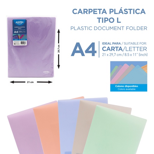 [FL2-23111] CARPETA PLASTICA TIPO L - CARTA 21,6x27,9Cm