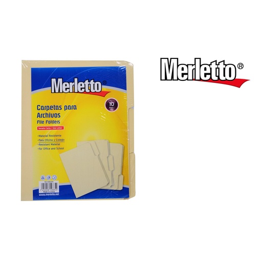 [780-4480294] CARPETAS PARA ARCHIVOS TAMAÑO CARTA X10PZS