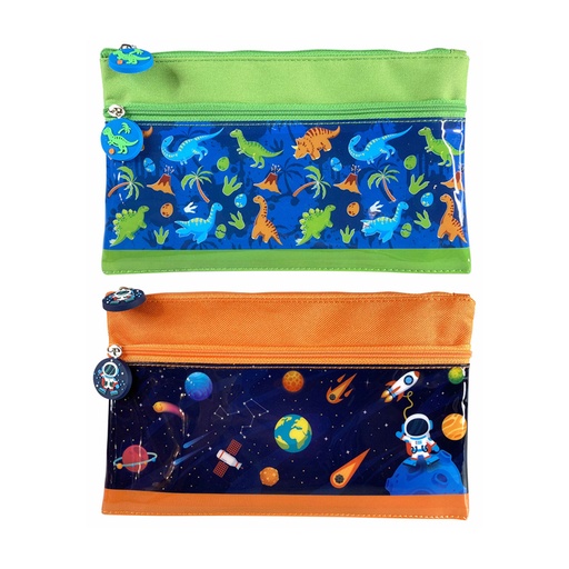 [780-7512912] CARTUCHERA DOBLE BOLSILLO DINO/ESPACIO