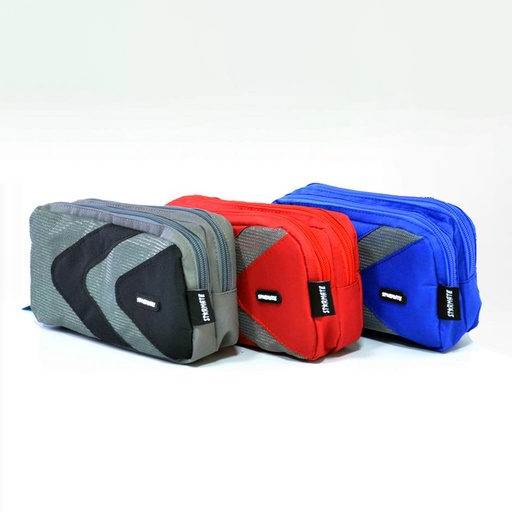 [STR-6001] CARTUCHERA 22X5.5X10CM COLORES SOLIDOS/DOBLE 