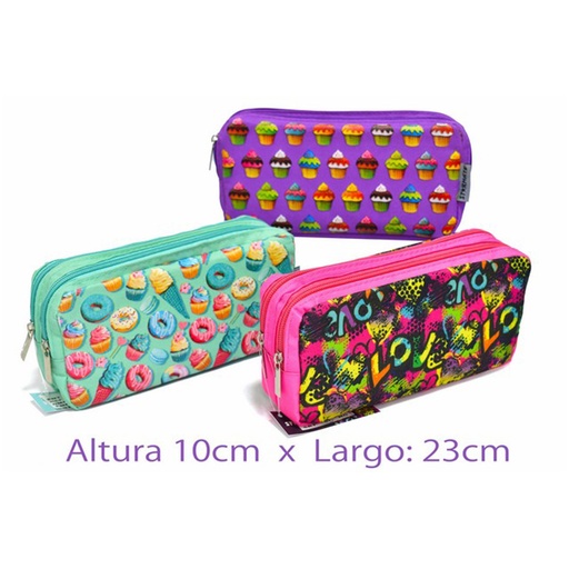 [STR-6004] CARTUCHERA DOBLE  22X6X10CM SURTIDOS NIÑAS