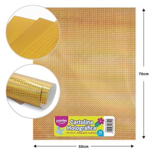 [HCT-SQ57-G] CARTULINA HOLOGRAFICA DORADO ROMBOS