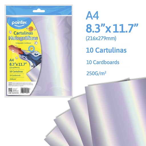 [MCT-10-H] CARTULINA HOLOGRAFICA PLATEADO A4