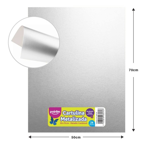 [MCT-8021-M] CARTULINA METALIZADA MATE - PLATEADO (50x70CM)