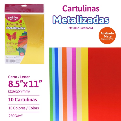 [MCT-10-10-M] CARTULINA METALIZADA SURTIDA X10
