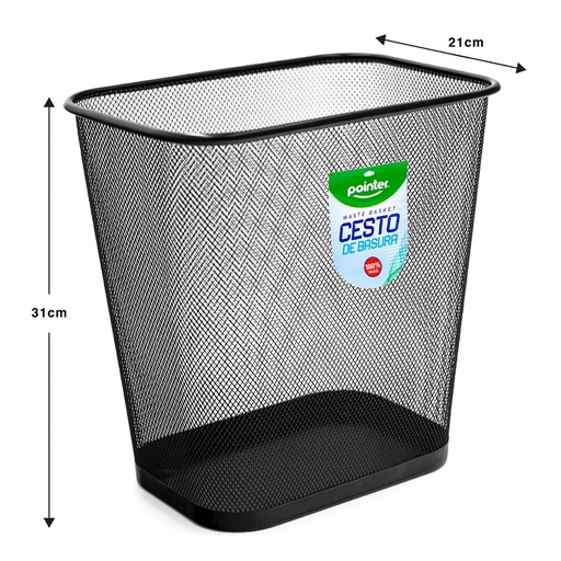 [HY-63516-BK] CESTO METALICO PARA BASURA (NEGRO) 12"