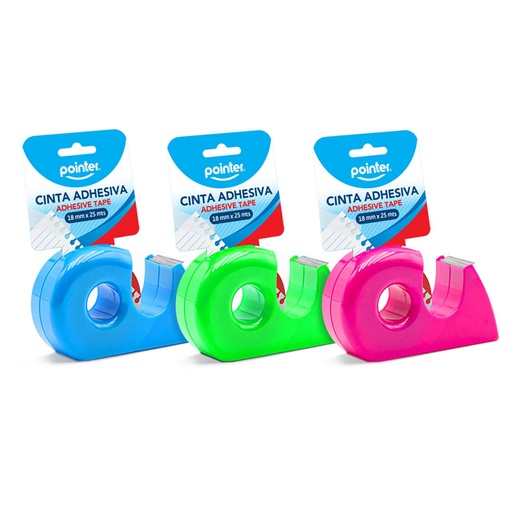 [TP-1801] CINTA ADHESIVA TRANSPARENTE CON DISPENSADOR - 1,8Cm x 25Mts