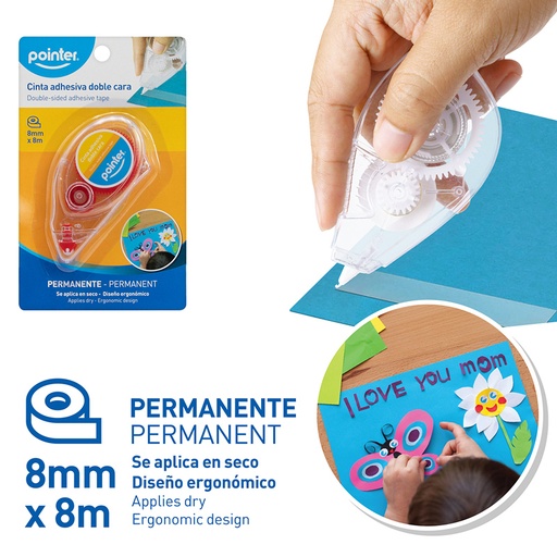 [GT-88] CINTA ADHESIVA TRANSPARENTE DOBLE CARA - 8mm x 8mts