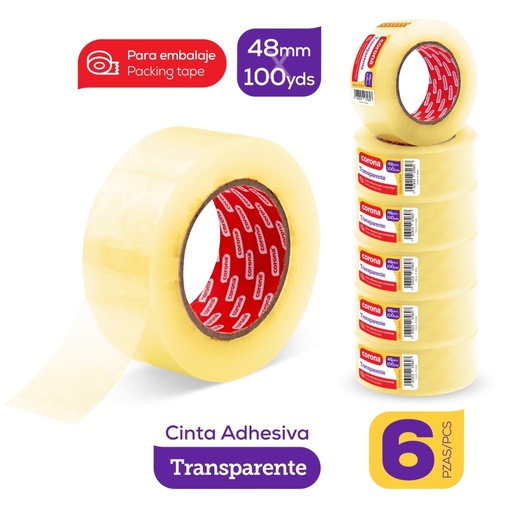 [CP-48100A] CINTA ADHESIVA PARA EMBALAJE 100 yds x 6 PZAS.