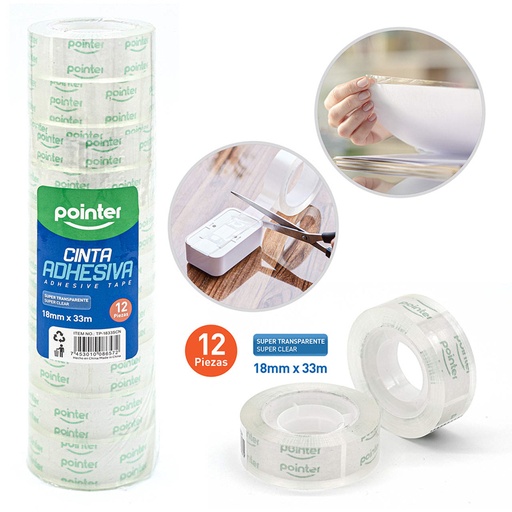 [TP-1833SCN] CINTA ADHESIVA x 12 PZAS (18mm x 33m)