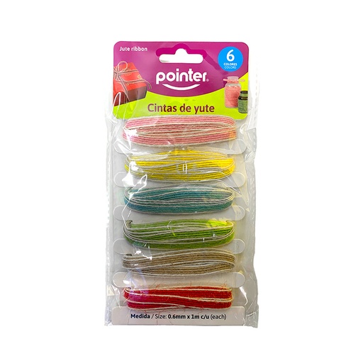 [ANC-2267] CINTAS DE YUTE PARA MANUALIDADES - 0.6MM x 1M x6COLORES 