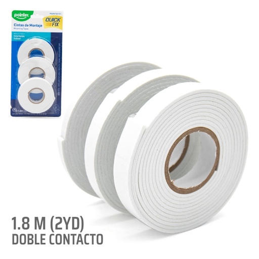 [MT-20-3] CINTA DOBLE CONTACTO x 3 PZAS. 1.8m (2 yd)