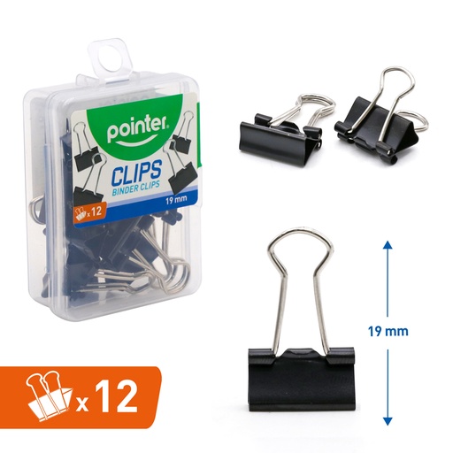 [BXDC-19MM-B] CLIP SUJETA PAPEL 19mm x 12 PZAS