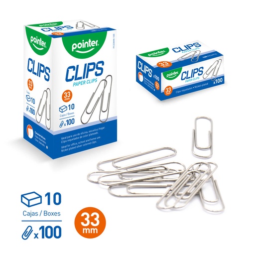 [PC-33MM-100] CLIPS SUJETA PAPEL 33mm