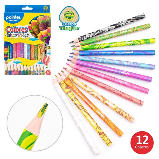 [MCP-12JB] COLORES POINTER ARCOIRIS  x12 